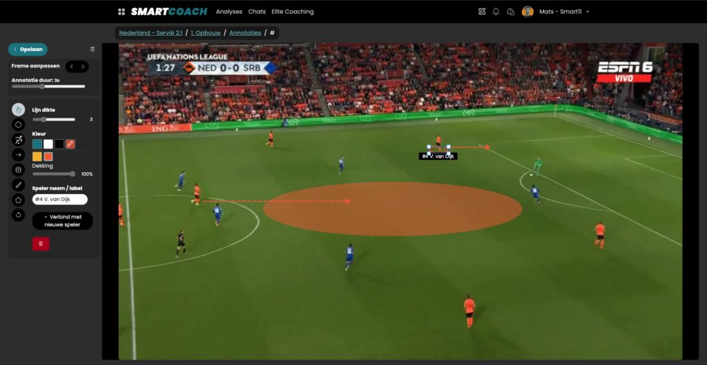 Tekenen op een clip in SmartCoach
